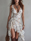 Vestido Corto Alba — Estampado floral y tirantes finos